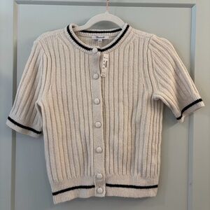 Madewell Cream Cardigan with Black Trim